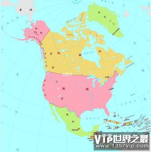 北美洲有哪些国家，共有23个(美国经济最发达/加拿大面积最大)