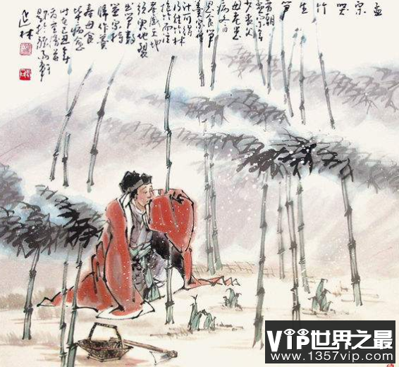 二十四孝故事：哭竹生笋，孝子孟宗扶竹而哭生嫩笋(图3)