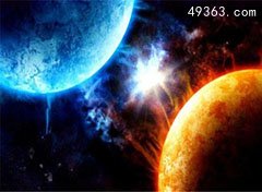 太阳系八大行星示意图：质量大小和亮度大小的排列