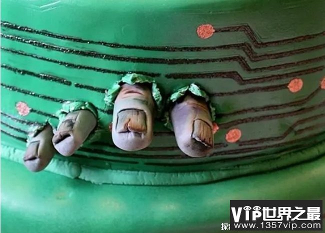 世界上最吓人的十款蛋糕 灰指甲蛋糕丧心病狂(整体是绿色)