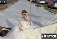 世界上最长的婚纱 耗时一个月完成(4100米长)