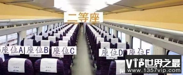 高铁中座位abcdf的分布图二等座（和飞机座位相似）