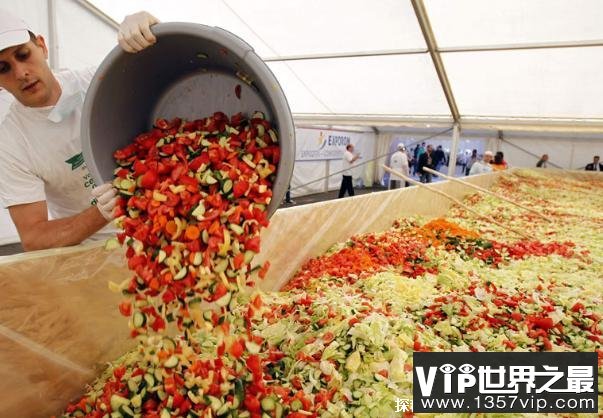 世界上最大的蔬菜沙拉 在罗马尼亚首都诞生(重19.05吨)