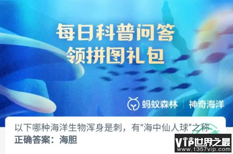 以下哪种海洋生物浑身是刺有海中仙人球之称 神奇海洋11月15日答案介绍