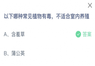 以下哪种常见植物有毒不适合室内养殖 蚂蚁庄园12月2日答案最新