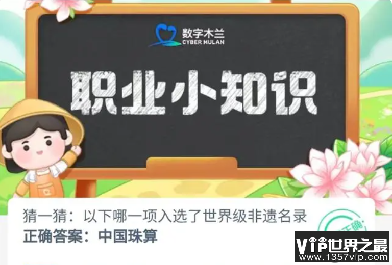以下哪一项入选了世界级非遗名录 蚂蚁新村12月2日答案