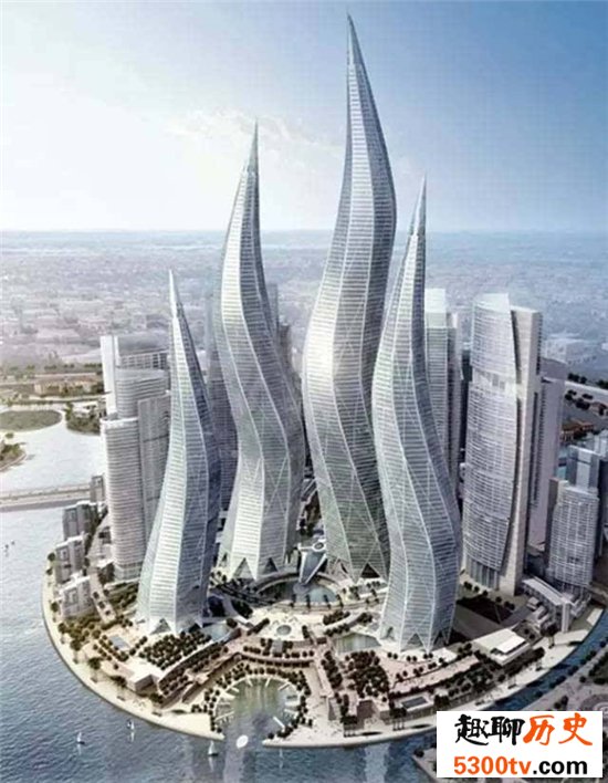 迪拜风中烛火大厦由多个建筑物组成，堪称最完美建筑