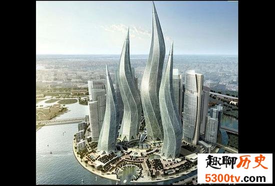 迪拜风中烛火大厦由多个建筑物组成，堪称最完美建筑