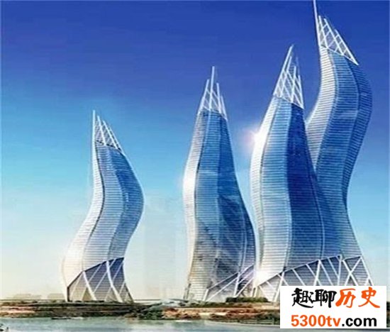 迪拜风中烛火大厦由多个建筑物组成，堪称最完美建筑