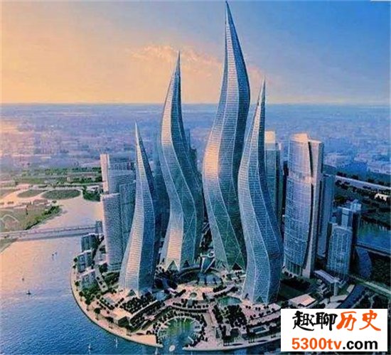 迪拜风中烛火大厦由多个建筑物组成，堪称最完美建筑
