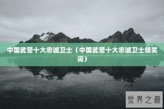 中国武警十大忠诚卫士（中国武警十大忠诚卫士颁奖词）